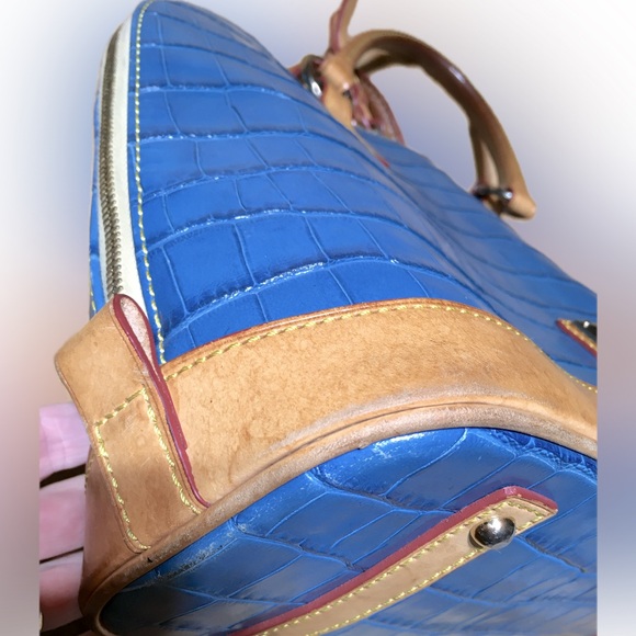 DOONEY & BURKE Croc Leather Domed Tote Handbag Turquoise Blue - Picture 8 of 15